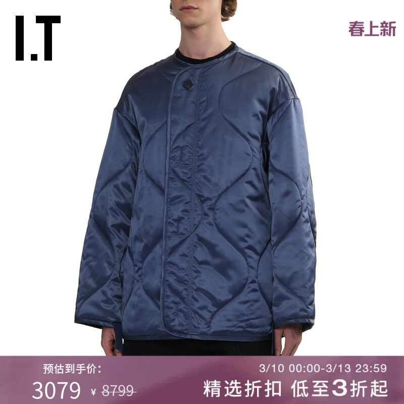 IT JW Anderson男装无领绗缝夹克新款复古时尚纯色棉服外套364680