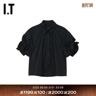 Simone 立体花朵缀饰衬衫 Rocha女装 上衣新款 546087XQ 宽松短袖