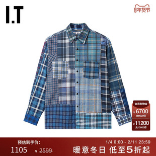 IT NEEDLES男装格纹衬衫新款日潮文艺裁布拼接格子上衣RW3985MP