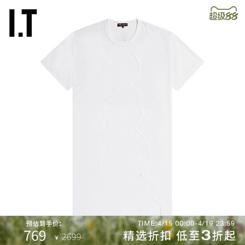 男装中长款拼接T恤文艺