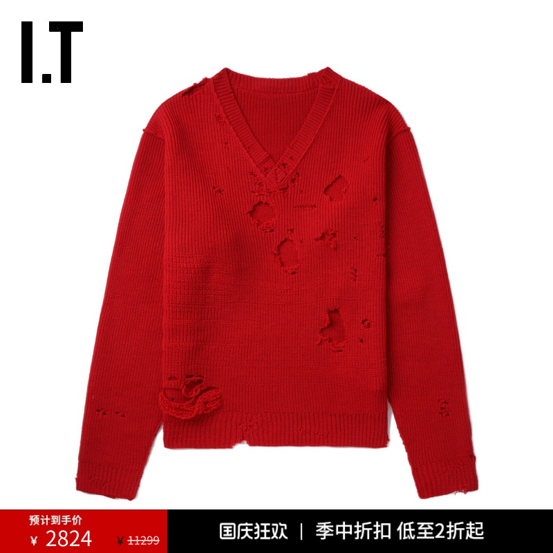 ITVETEMENTS廓形V领针织衫