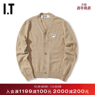 CDG GARÇONS川久保玲男针织开衫 PLAY des 白色爱心刺绣 COMME