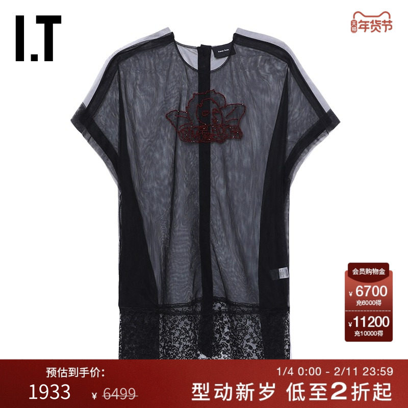 IT Simone Rocha女装短袖薄纱连衣裙新款性感时髦透视短裙7245B9