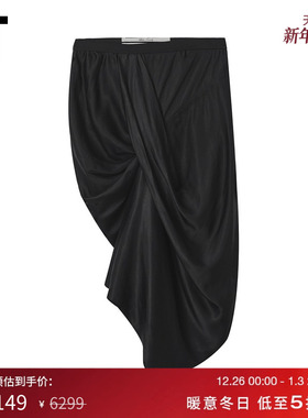 IT Rick Owens女装不规则半身裙新款酷感时髦褶饰及膝裙0347CHAP