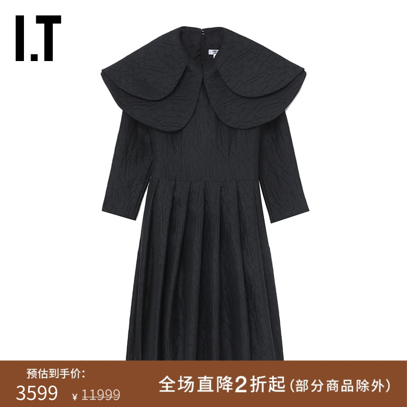 IT女装叠层翻领连衣裙