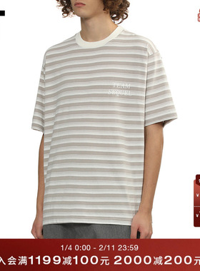 IT SEQUEL男装条纹短袖T恤新款简约休闲风宽松圆领半袖AWCS01MQ