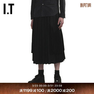 CDG HOMME COMME GARCONS BLACK情侣褶裥叠层半身裙百褶裙 des