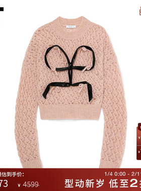 IT Louis Shengtan Chen女装镂空针织衫新款蝴蝶结装饰毛衣254186