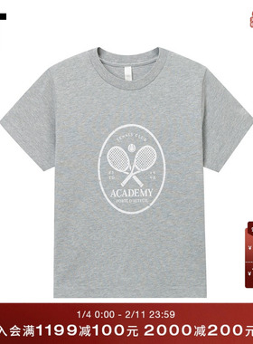 IT WITTH LOVE女装圆领短袖T恤新款休闲活力网球拍图案装饰1023X