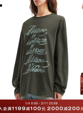 IT We11Done女装中长款长袖T恤新款随性休闲宽松圆领上衣768UCHXQ