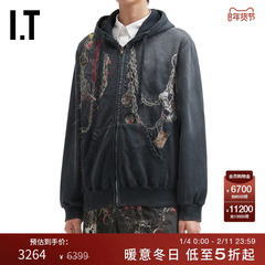IT doublet男装连帽拉链卫衣新款复古街潮链条图案线绣外搭S405MP
