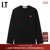 CDG GARCONS川久保玲情侣款 PLAY COMME des 爱心缝饰长袖 T恤