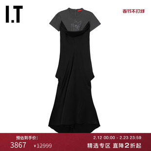 欧美时尚 假两件连衣裙新款 叠层拖地长裙23D48XL Commission女装