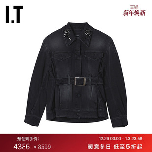 时髦个性 牛仔夹克新款 Rocha女装 饰腰带水洗外套6132T9 Simone