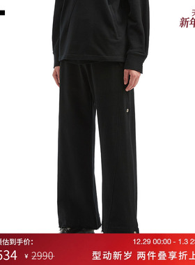 IT NULLUS男装西装裤长裤新款复古质感材质拼接扣饰裤腿07ABLKMP