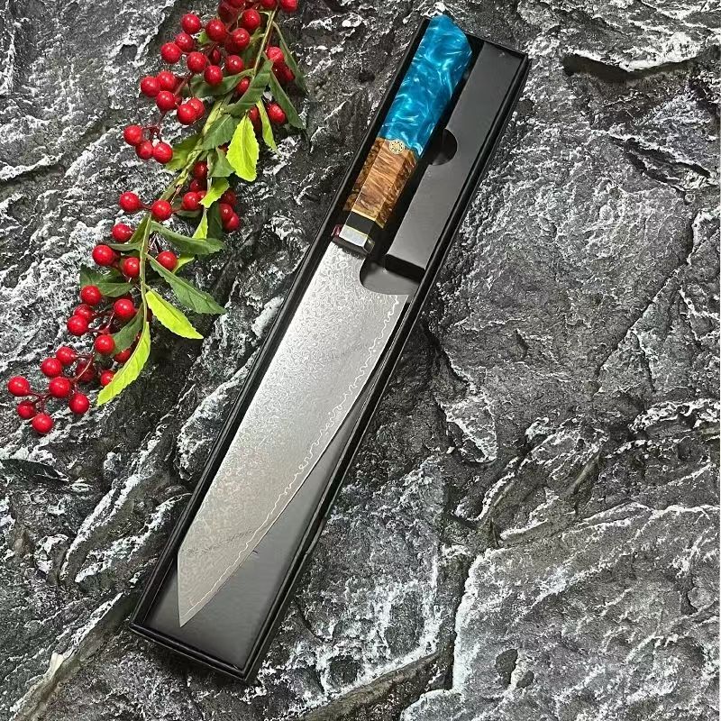 大马士革厨刀日式家用切菜刀超快锋利切付厨师刀寿司料理厨房刀具