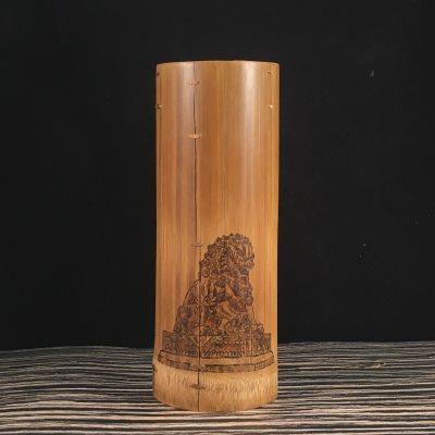 雄狮手工烙画百年拆房老料精磨竹雕竹刻茶则茶荷茶具书法臂搁腕枕