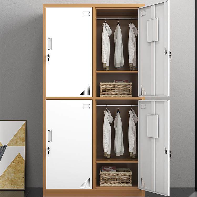 办公室四门更衣柜员工钢制收纳柜铁皮柜宿舍带锁包柜碗盘柜浴室鞋