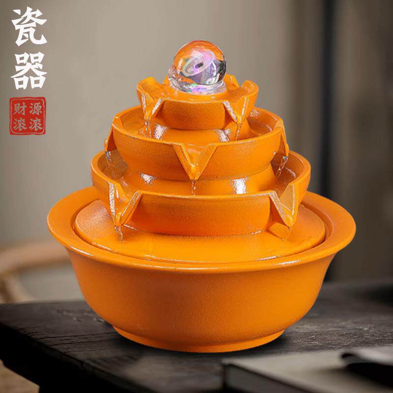 风水轮风车流水循环水办公室景观客厅招财生财前台收银柜台转运摆