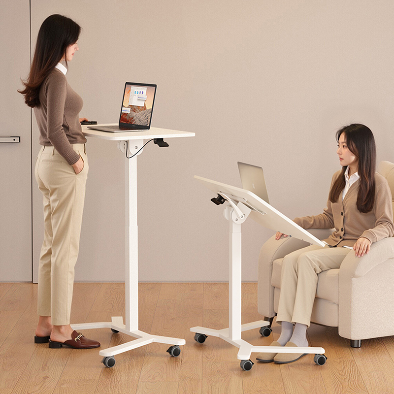 气动升降桌电脑桌家用小户型床边桌可移动学习桌站立桌带轮小书桌