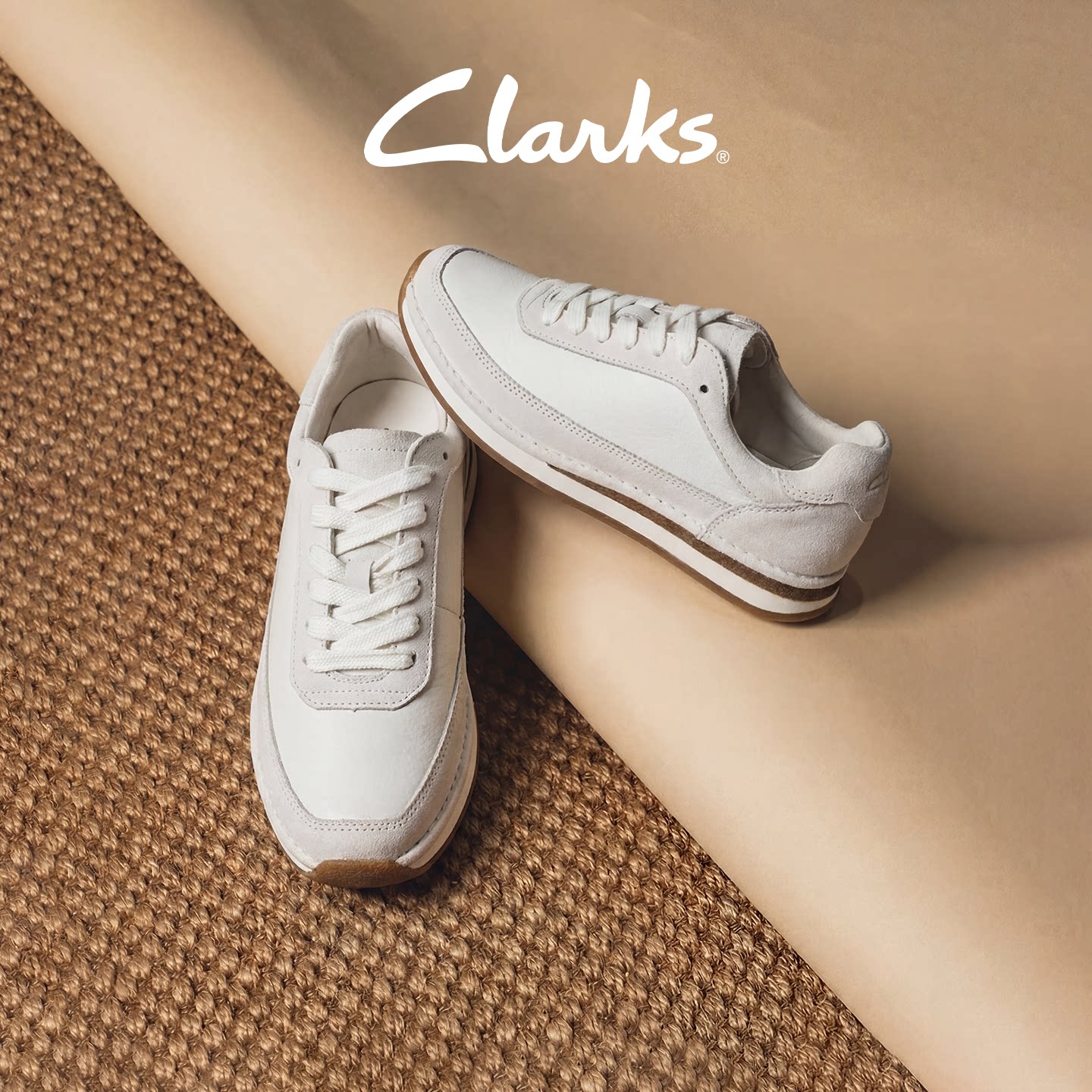 Clarks其乐CraftRun Lite男女同款复古运动鞋春季休闲运动小白鞋
