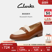 Clarks其乐Routee25 金属扣羊皮优雅通勤乐福单鞋 Charm女鞋 新款