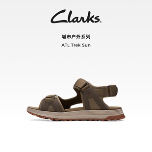 男舒適耐磨戶外沙灘鞋 復古潮流魔術貼休閑運動涼鞋 Clarks其樂男鞋
