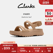 厚底增高复古缓震罗马凉鞋 Clarks其乐DashLite Surf女士新款