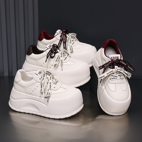 殊彩7CM厚底小白鞋女2025秋新款增高小个子学生板鞋休闲鞋松糕鞋