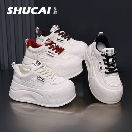 殊彩7CM厚底增高小白鞋2026春款上新小个子板鞋拼色休闲鞋运动鞋