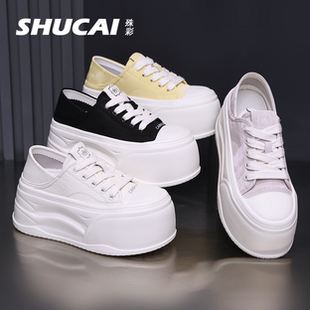 透气网面运动鞋 殊彩7CM厚底增高网面小白鞋 休闲鞋 时尚 潮 2026夏季