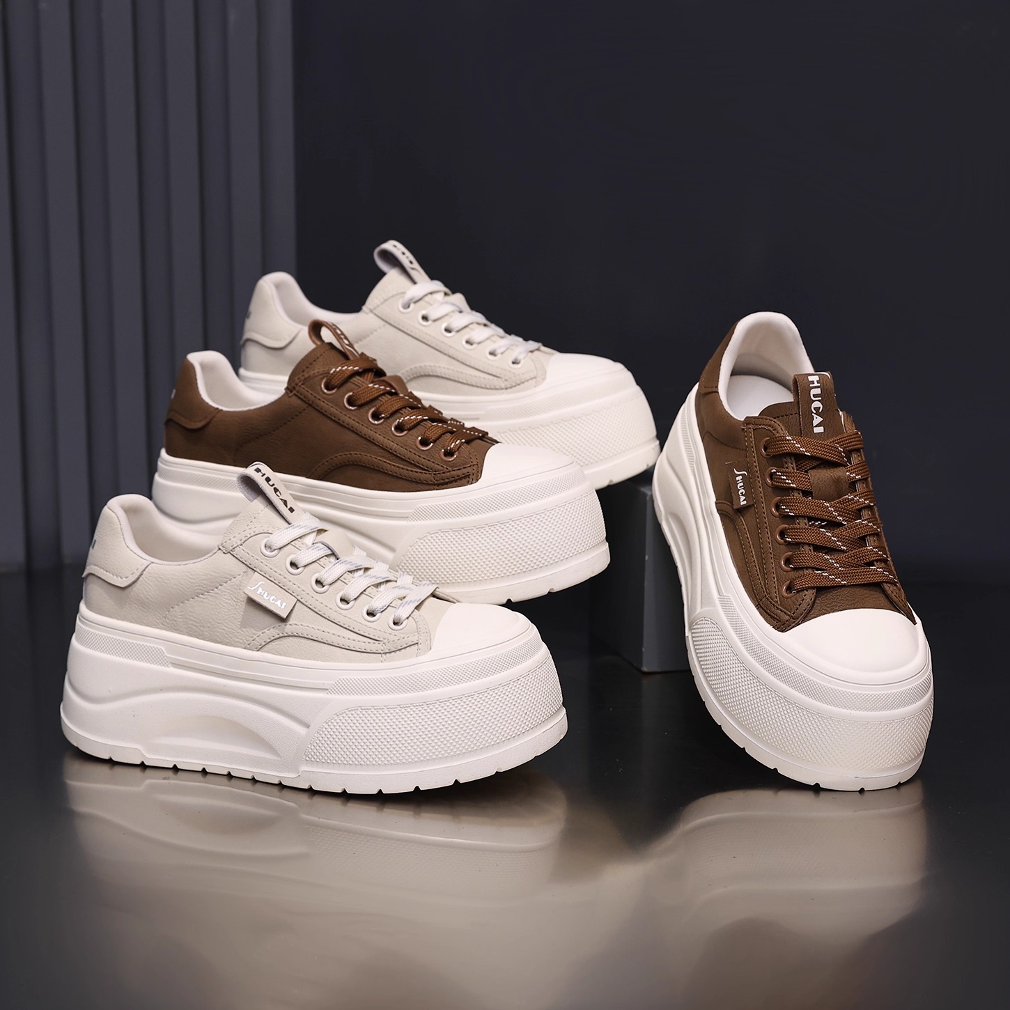 殊彩7CM厚底增高小白鞋2025秋款上新小个子板鞋休闲拼色鞋运动鞋