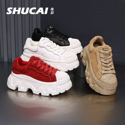 贝壳头小白7cm厚底增高秋冬保暖时尚韩版百搭网红女士运动休闲鞋