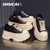 运动鞋 殊彩7CM厚底增高复古擦色鞋 板鞋 拼色休闲鞋 女2026春款 时尚