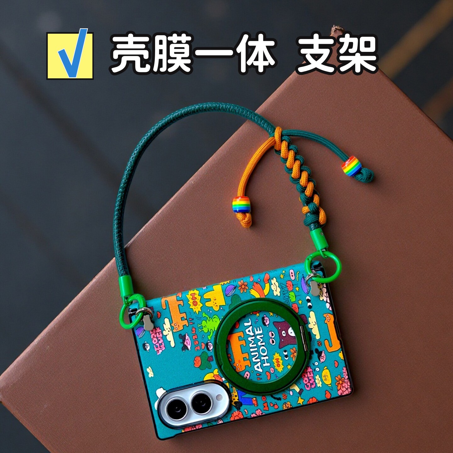 壳膜一体适用三星zfold8手机壳斜挎挂绳长背带链条全包中轴铰链华为puraxmax旋转支架可爱小熊卡通少女防摔套图片