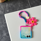 新款 7fe挂绳 适用三星zflip7手机壳全包中轴华为pocket2可爱花朵小米mixflip2时尚 渐变novaflip防摔zflip6