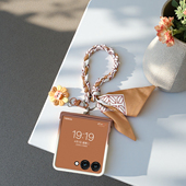 新款 适用三星zflip7手机壳全包中轴小米mixflip2时尚 渐变色华为purax可爱丝巾novaflips防摔pocket2挂绳链条