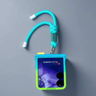 适用小米mixflip2手机壳新款 三星zflip7挂绳链条华为purax全包铰链中转轴一体pocket2防摔保护套nova渐变 个性