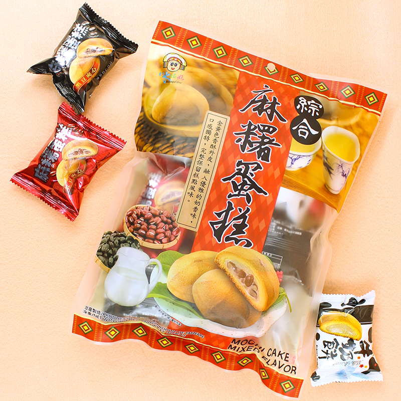 台湾进口东方水姑娘综合麻薯蛋糕260g牛奶红豆黑豆点心铜锣烧