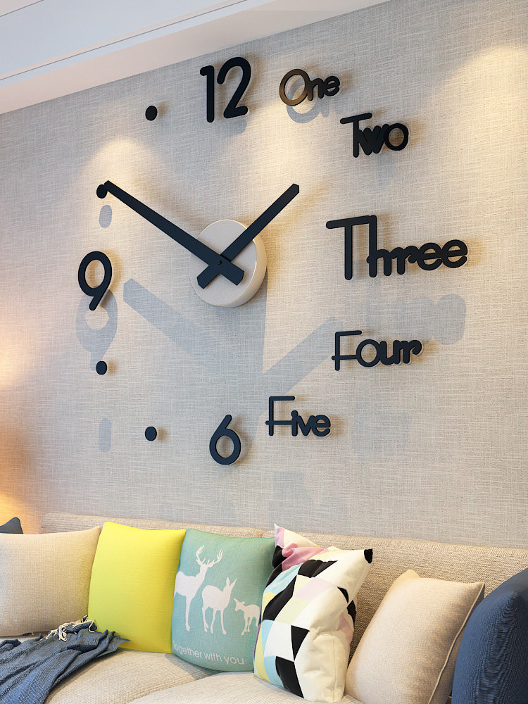 Free hole diy creative clock wall clock Living room Nordic fashion simple personality home bedroom decoration Quartz clock