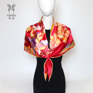 灵鸟舞曲 桑蚕丝真丝奥罗拉大方巾88*88 杭州丝绸 百搭造型好物