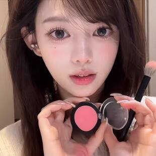 薄皮美人感腮红娇俏美女血色感芭乐嫩粉腮红眼影多用盘B103草莓