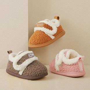 冬季宝宝棉拖鞋包根居家地板鞋毛毛儿童棉鞋加厚便捷室内鞋男女童