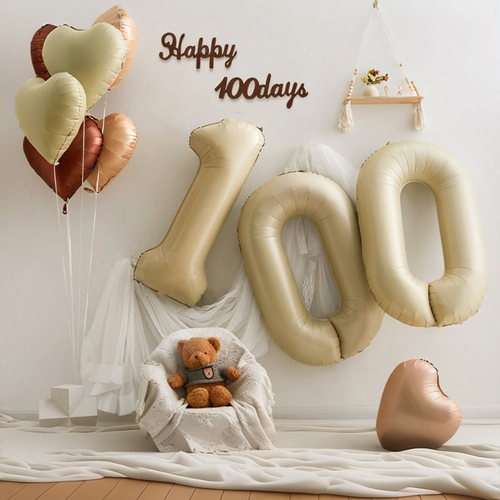 数字气球龙宝宝100天百岁百日宴装饰拍照道具布置婴儿百天照家里