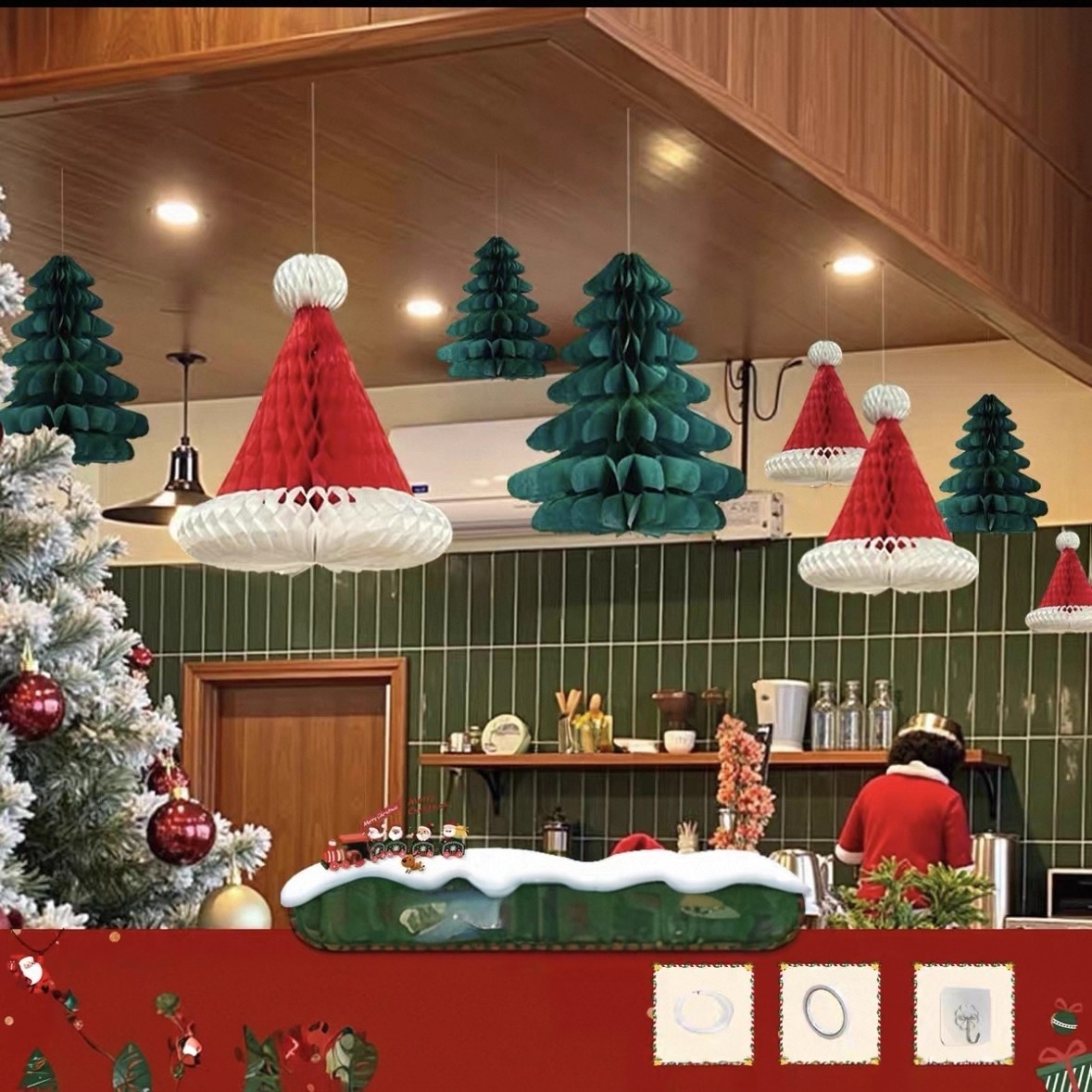 圣诞节商场店面铺橱窗圣诞帽树挂件饰场景氛围布置餐厅室内吊饰品,节庆用品/礼品,圣诞装饰品,淘宝优惠券,粉丝福利购,淘宝优惠卷