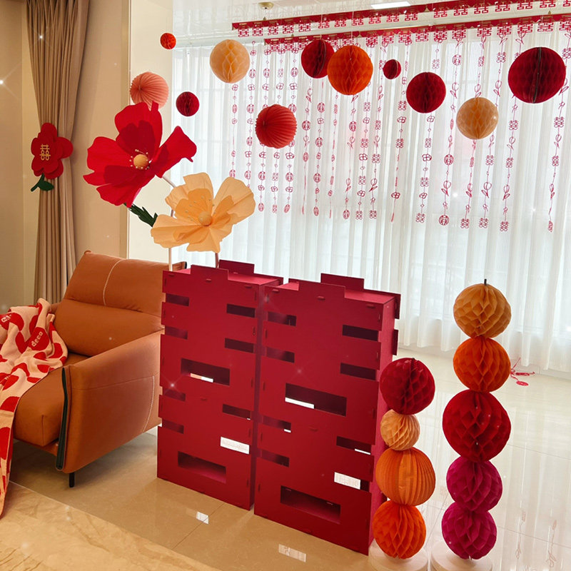 婚房布置女方新房结婚客厅大喜字立体摆件落地蜂窝球婚庆婚礼装饰,节庆用品/礼品,拉花,淘宝优惠券,粉丝福利购,淘宝优惠卷