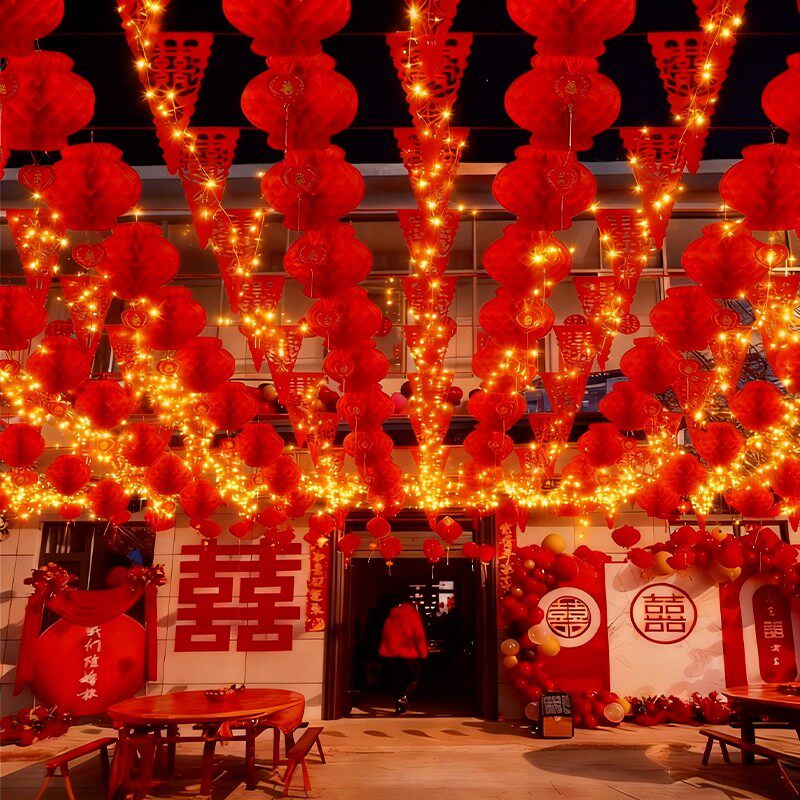 农村院子结婚装饰喜字灯笼场景布置彩旗男女方自建房庭院婚礼全套,节庆用品/礼品,婚房装扮用品,淘宝优惠券,粉丝福利购,淘宝优惠卷