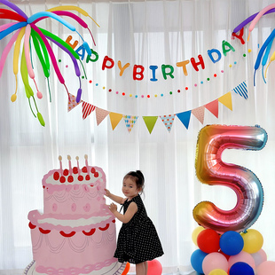 男女孩一周岁生日场景布置儿童数字气球氛围仪式感10岁派对装饰品