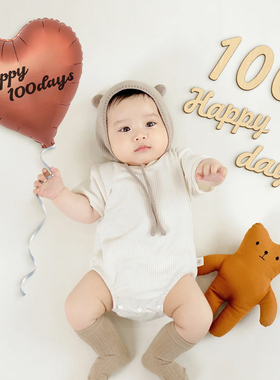 百天龙宝宝床上仪式感拍照道具气球满月新生婴儿男女100装饰布置