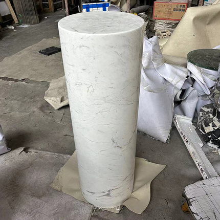 天然大理石圆柱底座别墅玄关摆件台圆形石材柱子增高台雕塑台定制
